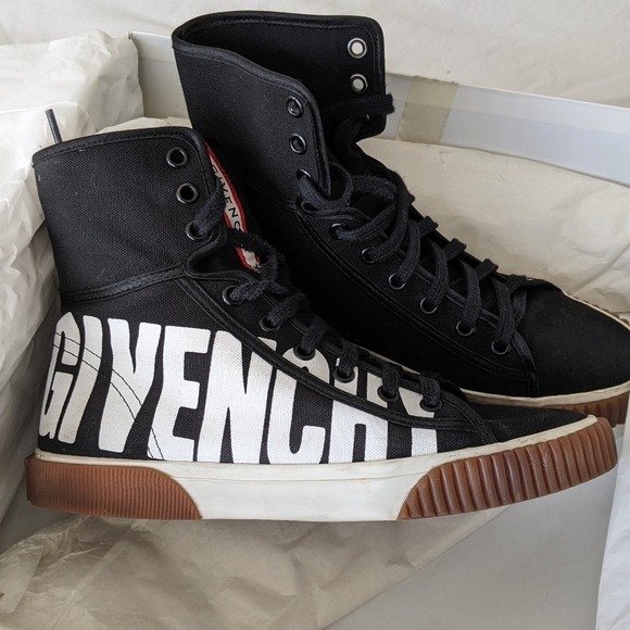 Givenchy Boxing Cotton Canvas Graphic Logo Sneakers Black - Picture 4 of 16